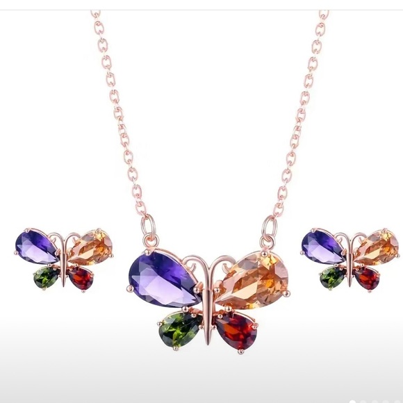 Rose Goldtone Necklace & Earrings Set - Picture 2 of 4